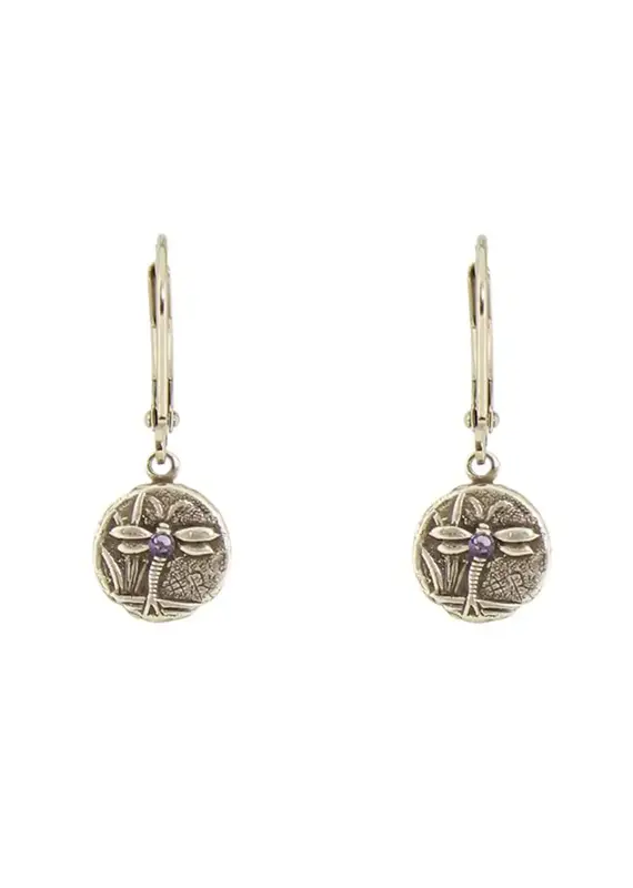Baked Beads Etched Dragonfly Earrings