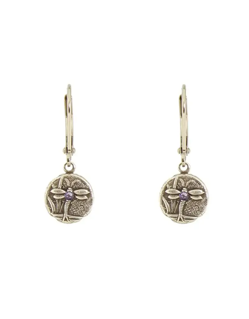 Baked Beads Etched Dragonfly Earrings