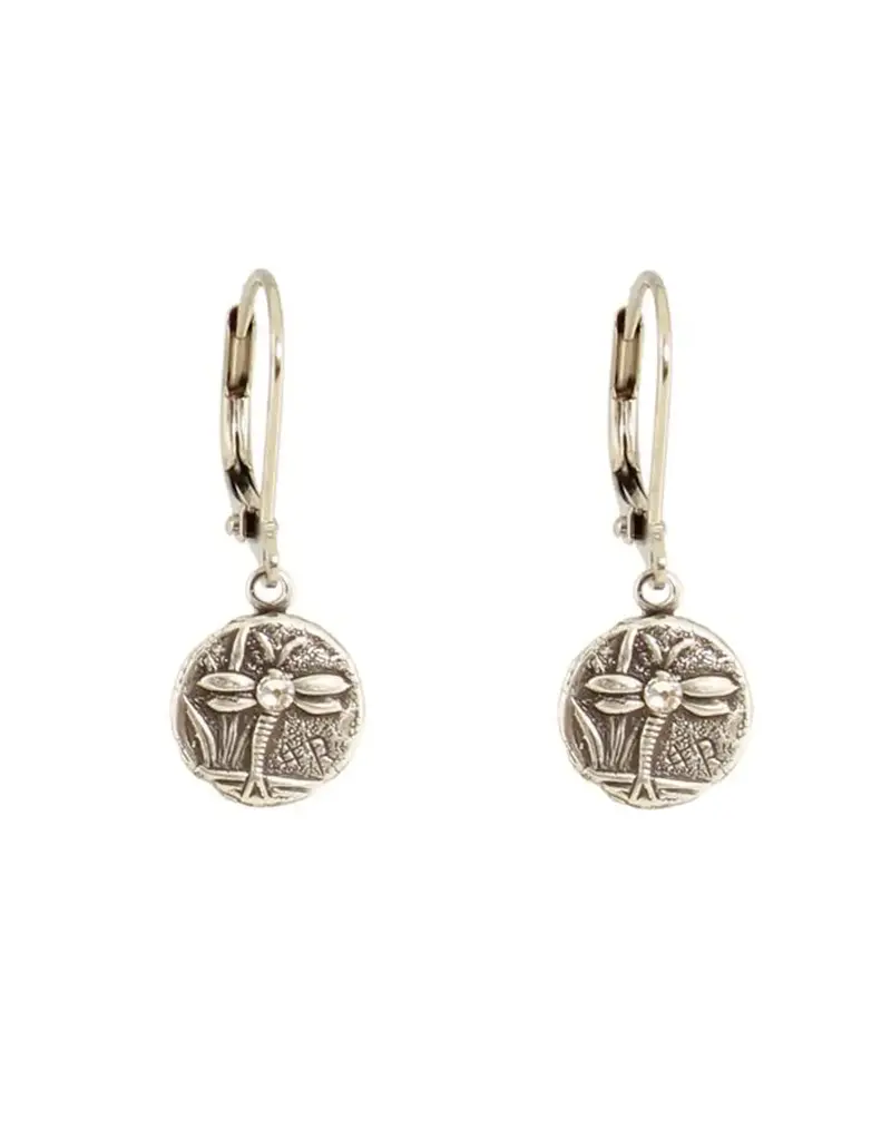 Baked Beads Etched Dragonfly Earrings