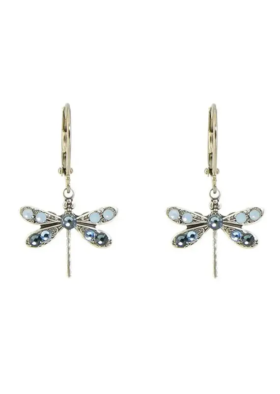 Baked Beads Crystal Dragonfly Earrings