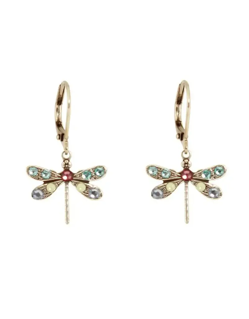 Baked Beads Crystal Dragonfly Earrings