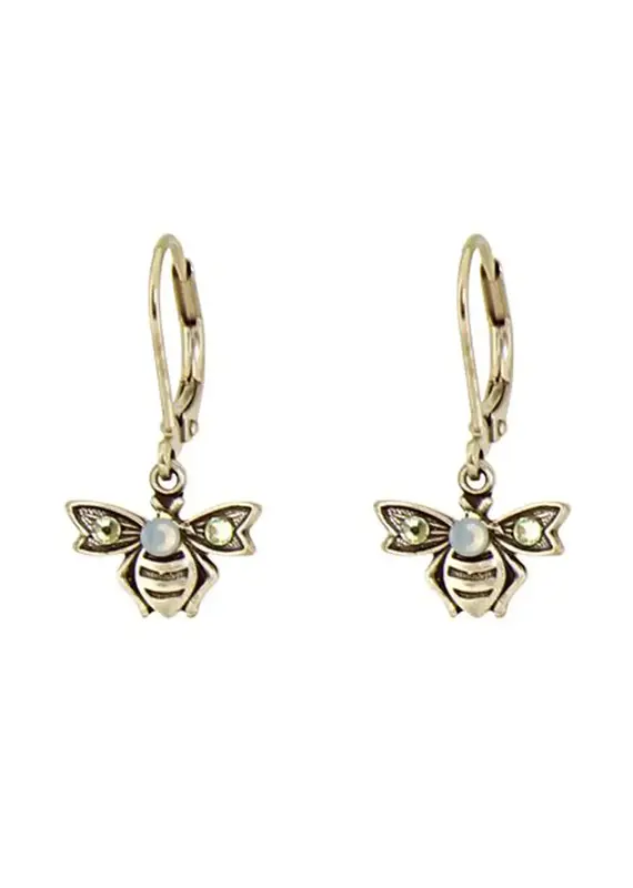 Baked Beads Crystal Bee Earrings