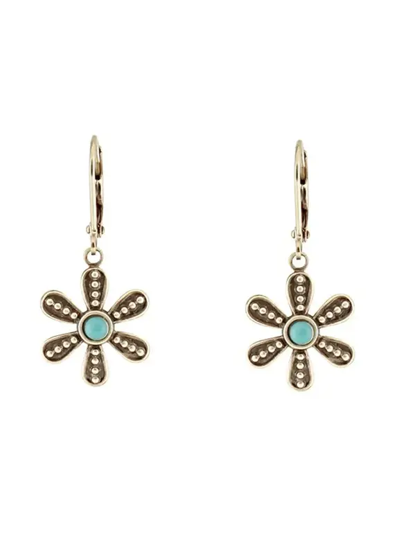 Baked Beads Granulated Flower Earrings
