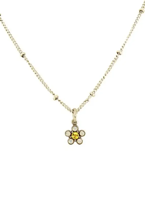 Baked Beads Huggie Crystal Flower Necklace