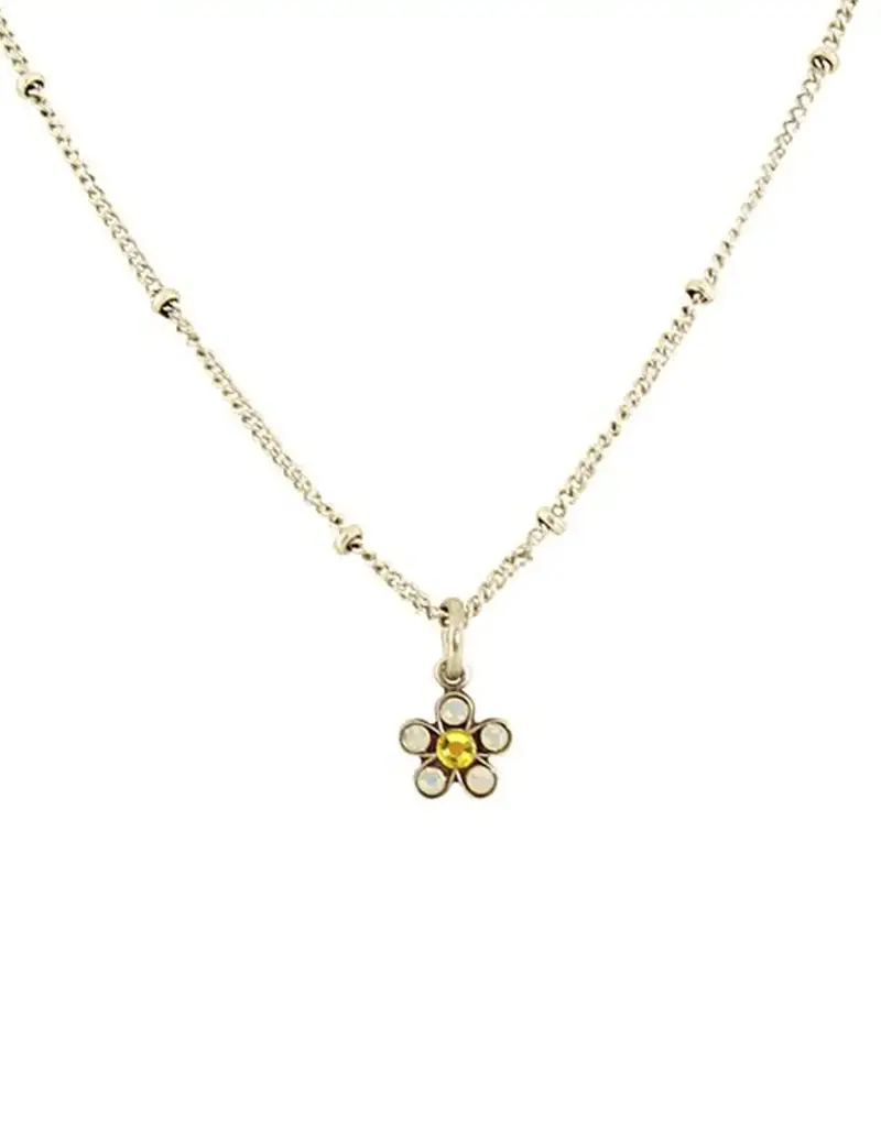 Baked Beads Huggie Crystal Flower Necklace
