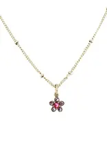 Baked Beads Huggie Crystal Flower Necklace