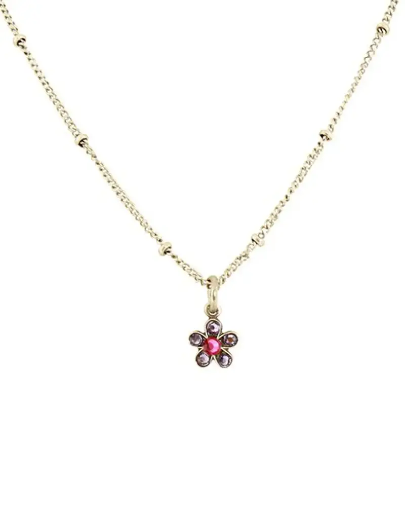 Baked Beads Huggie Crystal Flower Necklace