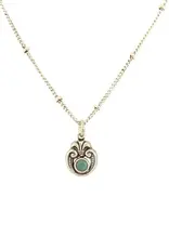 Baked Beads Ornate Crystal Scroll Necklace