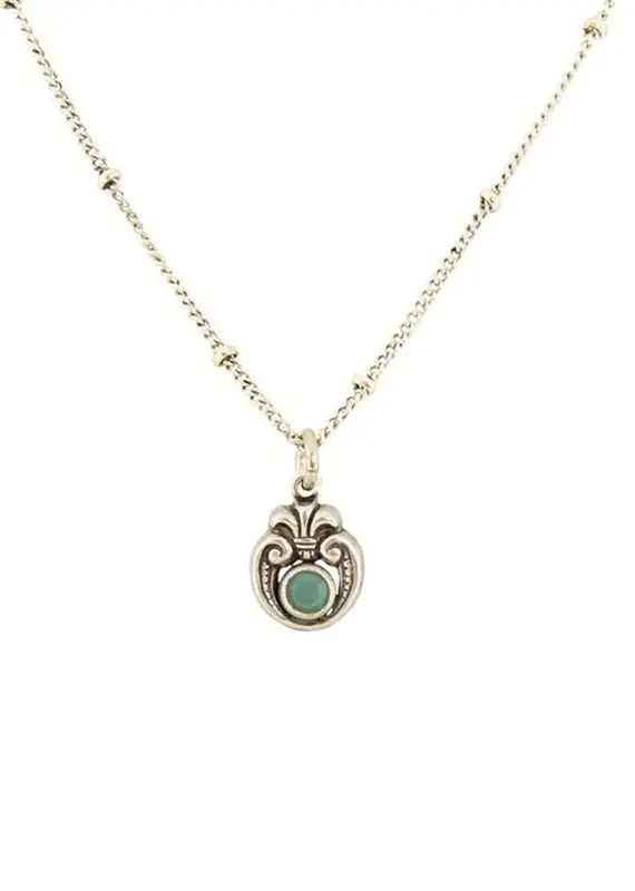 Baked Beads Ornate Crystal Scroll Necklace