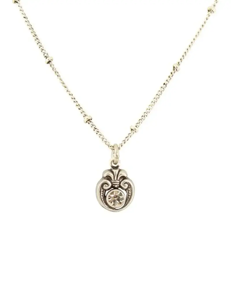 Baked Beads Ornate Crystal Scroll Necklace