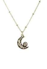 Baked Beads Crystal Moon Necklace