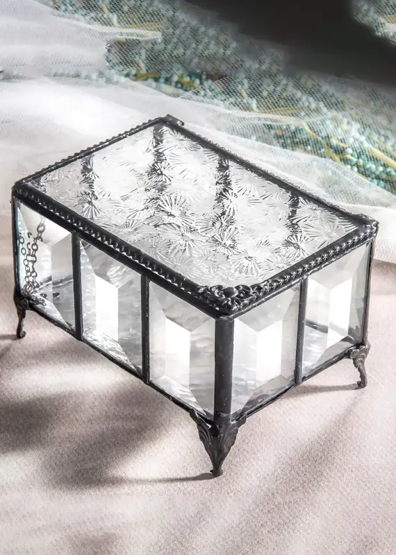 J. Devlin Clear Crystal Glass Jewelry Box