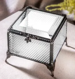 J. Devlin Clear Glass Jewelry Trinket Box For Vanity