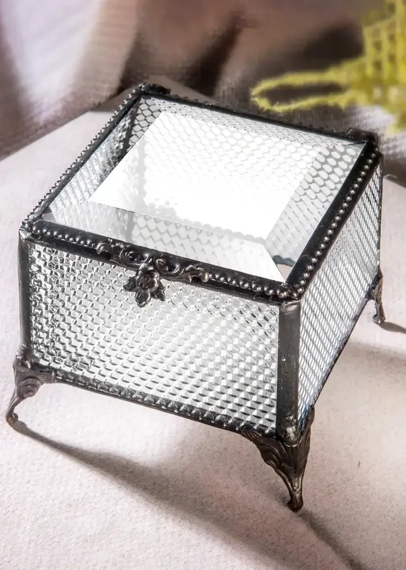 J. Devlin Clear Glass Jewelry Trinket Box For Vanity