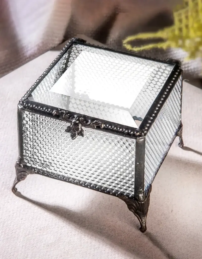 J. Devlin Clear Glass Jewelry Trinket Box For Vanity