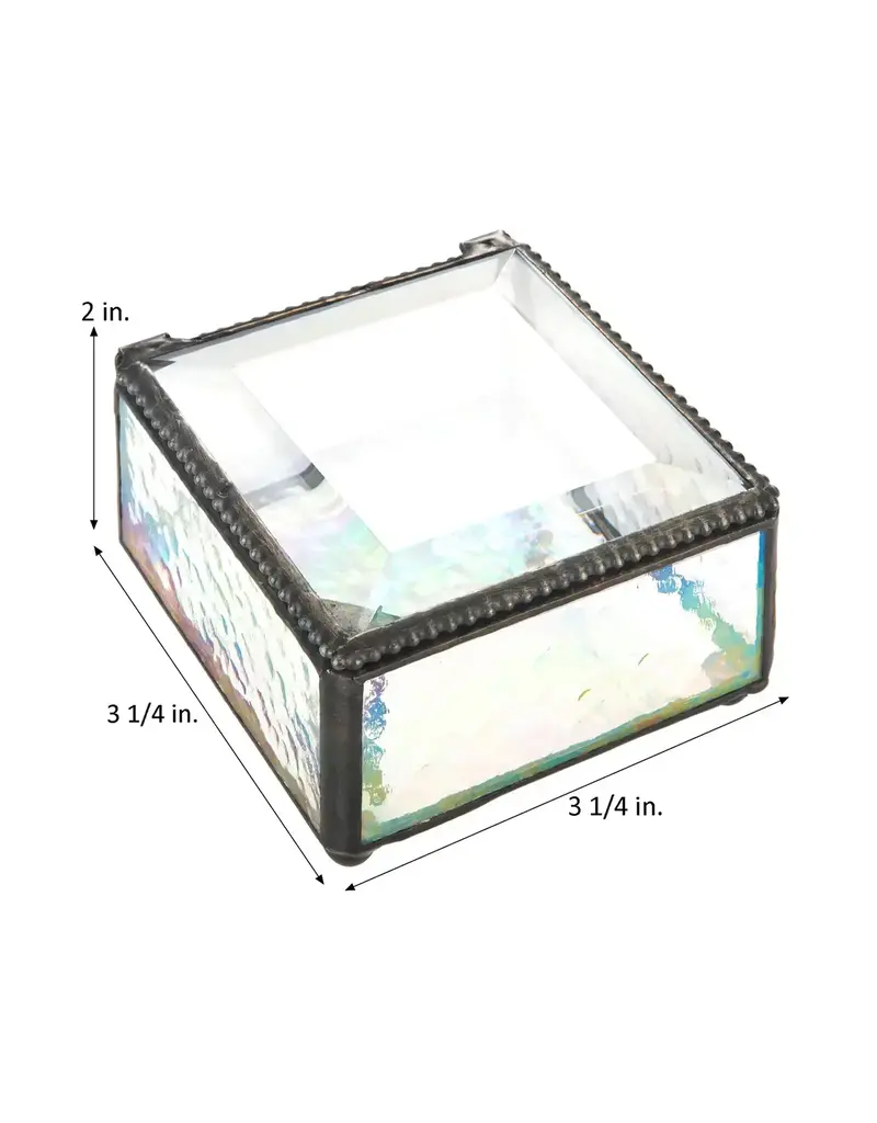 J. Devlin Clear Iridescent Stained Glass Jewelry Keepsake Box