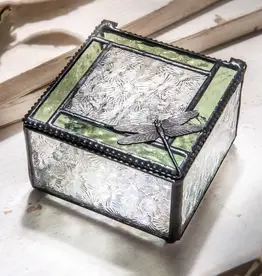 J. Devlin Green & Clear Stained Glass Dragonfly Keepsake Box