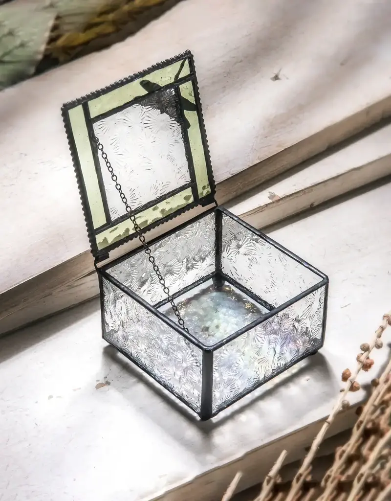 J. Devlin Green & Clear Stained Glass Dragonfly Keepsake Box