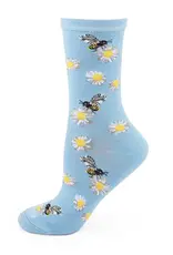 Infinity Classics Memoi Daisy Bees Bamboo Crew Socks