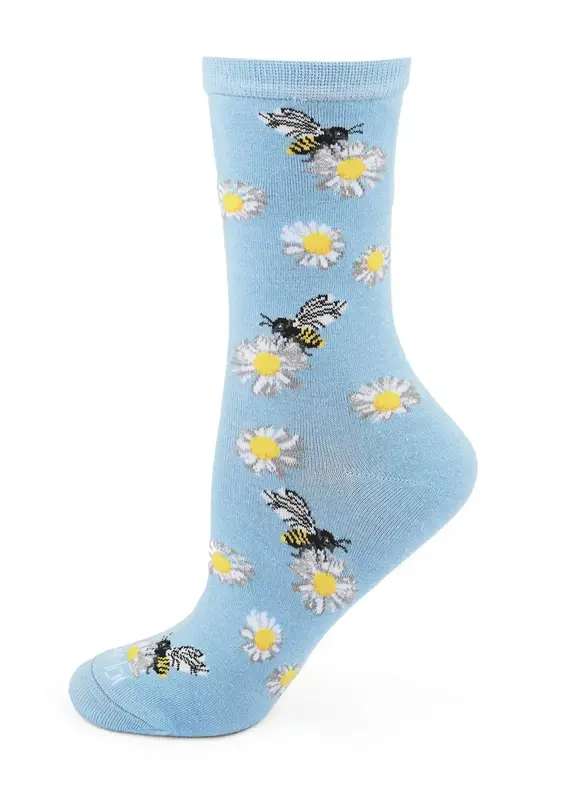 Infinity Classics Memoi Daisy Bees Bamboo Crew Socks