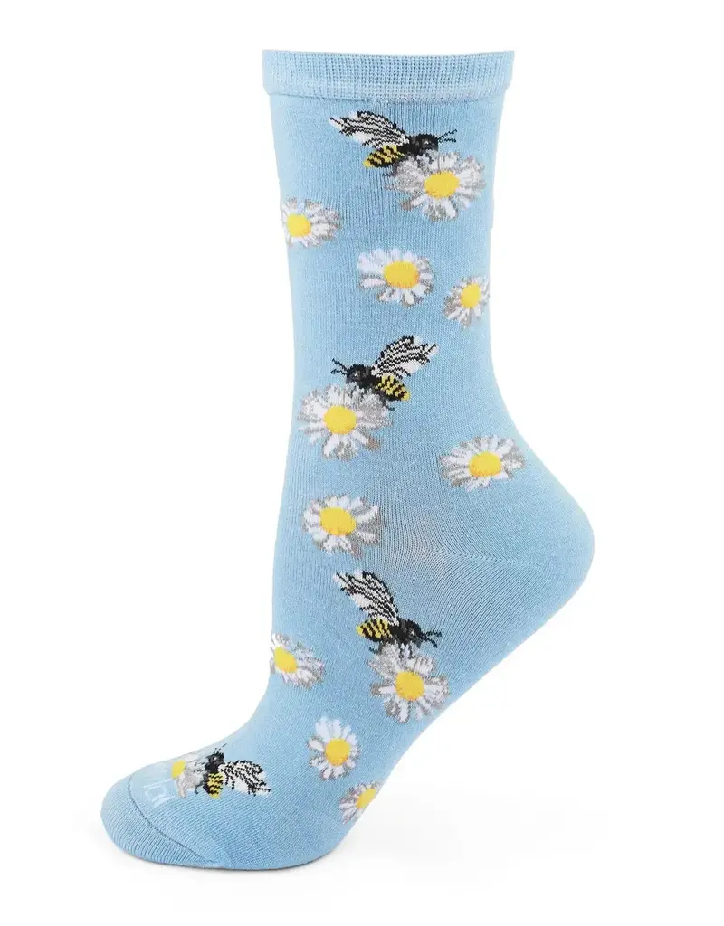 Infinity Classics Memoi Daisy Bees Bamboo Crew Socks