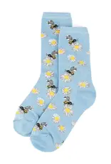 Infinity Classics Memoi Daisy Bees Bamboo Crew Socks