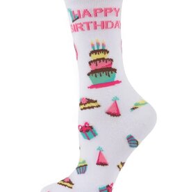 Infinity Classics Memoi Happy Birthday Bamboo Blend Crew Socks