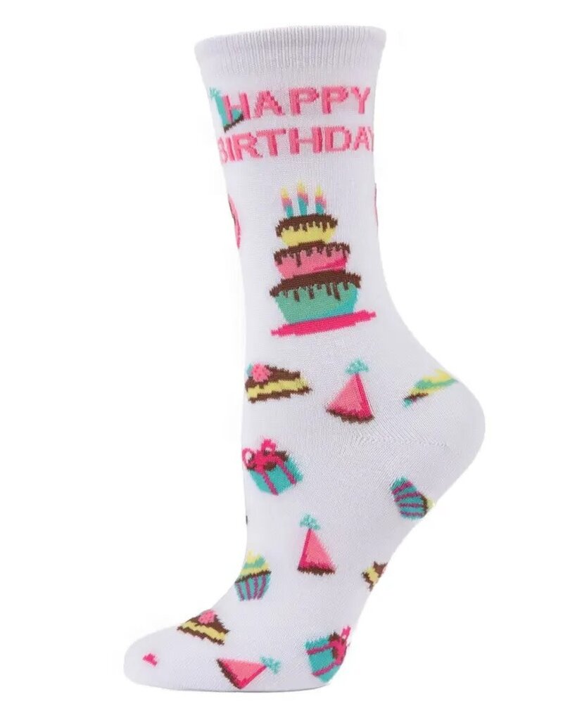 Infinity Classics Memoi Happy Birthday Bamboo Blend Crew Socks