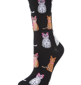 Infinity Classics Study Cats Bamboo Blend Crew Socks
