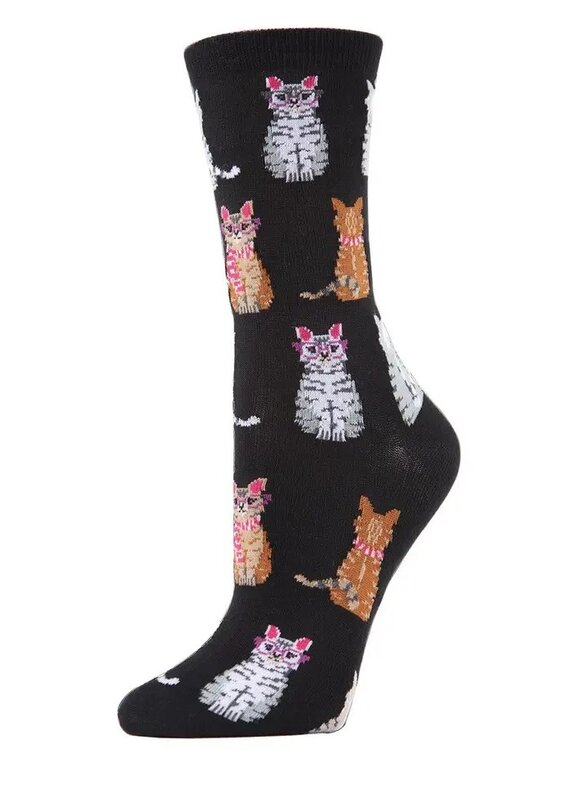Infinity Classics Study Cats Bamboo Blend Crew Socks