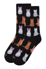 Infinity Classics Memoi Studious Cats Bamboo Blend Crew Socks