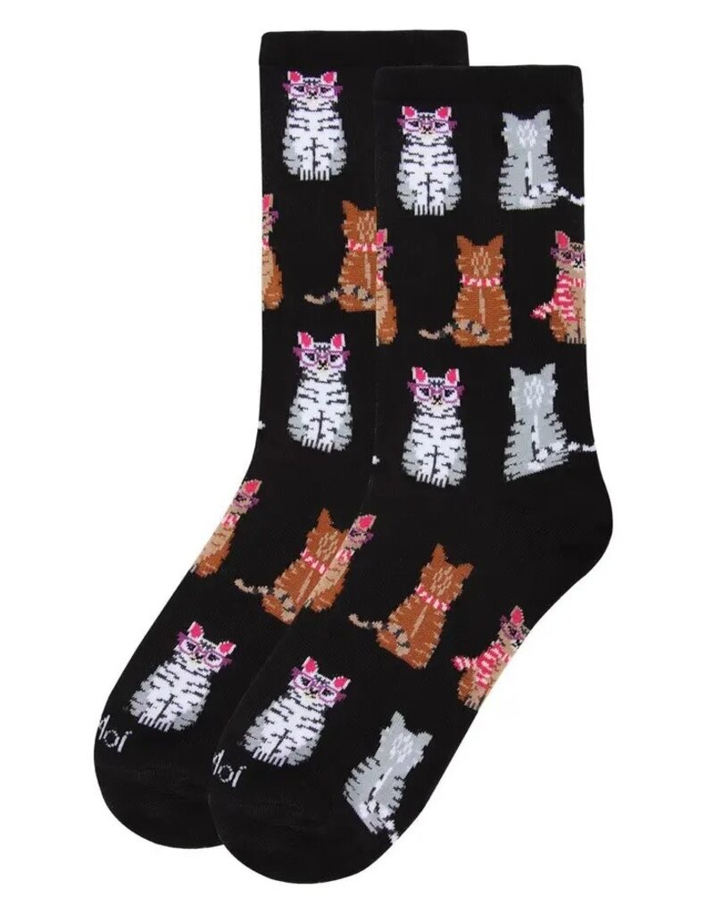 Infinity Classics Study Cats Bamboo Blend Crew Socks