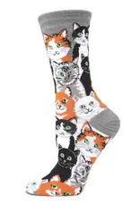 Infinity Classics Memoi Multi Cat Bamboo Blend Crew Socks