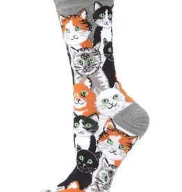 Infinity Classics Memoi Multi Cat Bamboo Blend Crew Socks