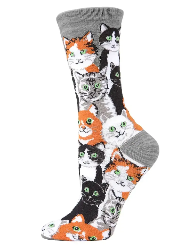 Infinity Classics Memoi Multi Cat Bamboo Blend Crew Socks