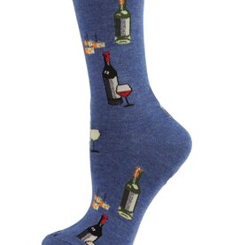 Infinity Classics Memoi Wine and Cheese Bamboo Blend Crew Socks