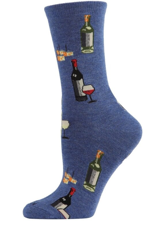 Infinity Classics Memoi Wine and Cheese Bamboo Blend Crew Socks