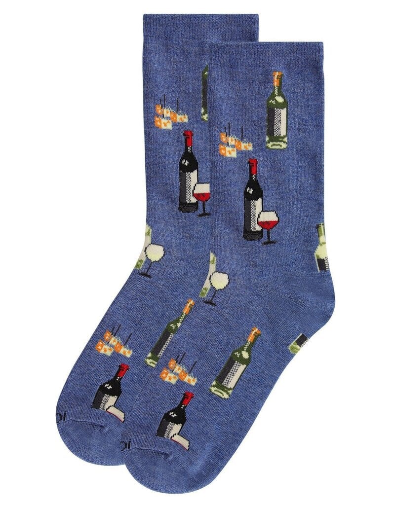 Infinity Classics Memoi Wine and Cheese Bamboo Blend Crew Socks