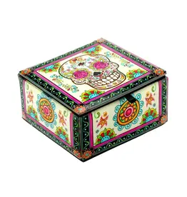 World Buyers Rosy Sugar Skull Glass Box