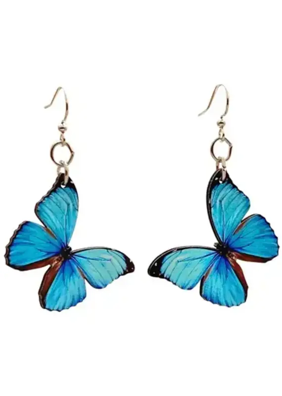 Green Tree Jewelry Blue Butterfly Earrings