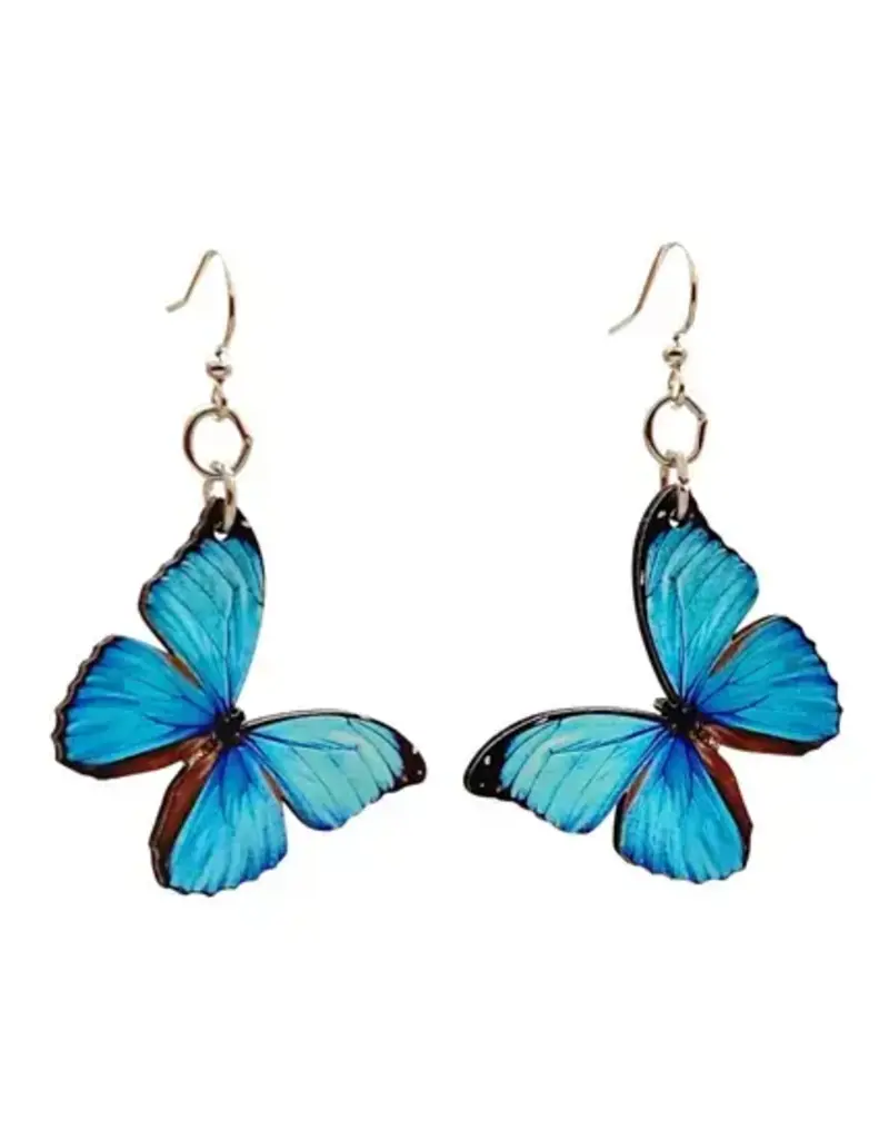 Green Tree Jewelry Blue Butterfly Earrings