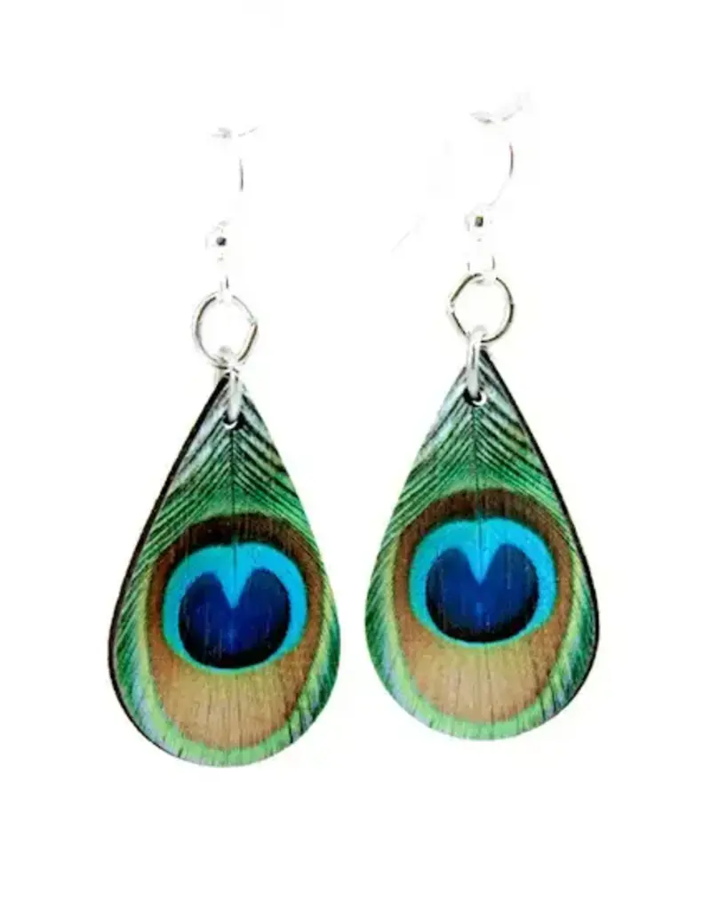 Green Tree Jewelry Peacock Feather Earrings