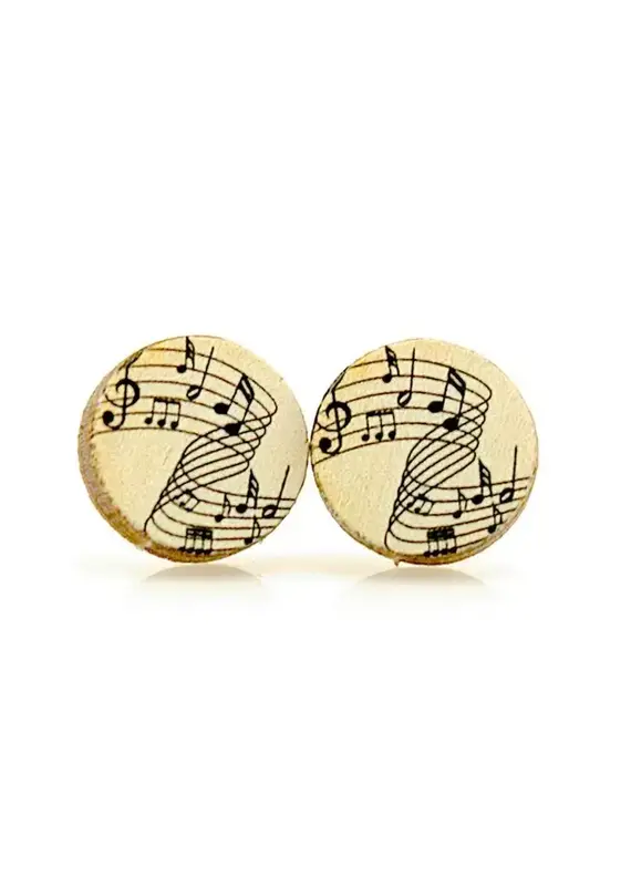 Green Tree Jewelry Music Stud Earrings