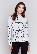 Charlie B Reversible Jacquard Mock Neck Sweater