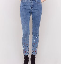 Charlie B Floral Pearl Embroidered Jeans