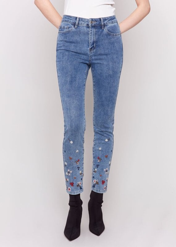 Charlie B Floral Pearl Embroidered Jeans