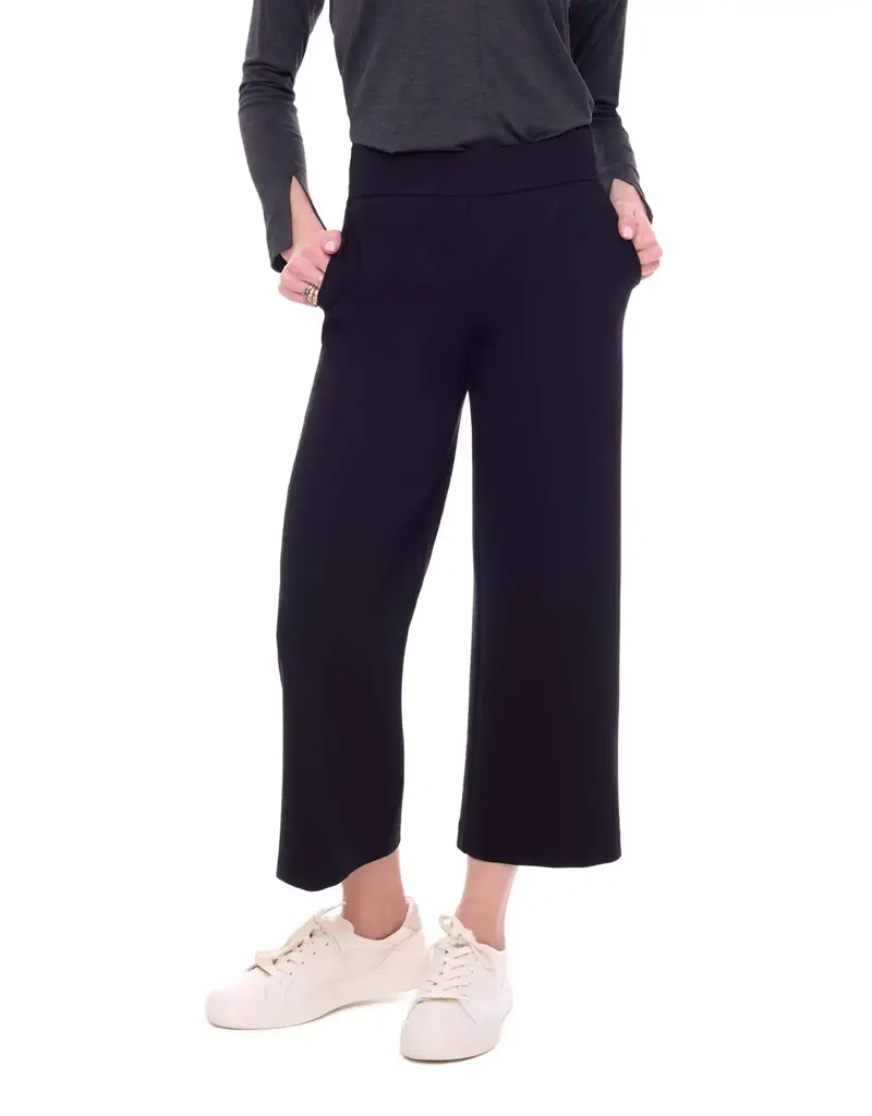 Up! Solid Ponte Wide Leg Crop Pants