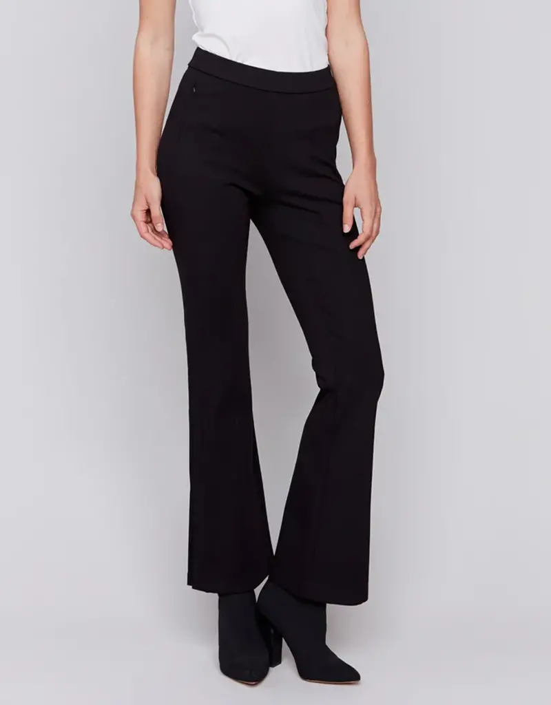 Charlie B Flare Ponte Pants with Side Slits