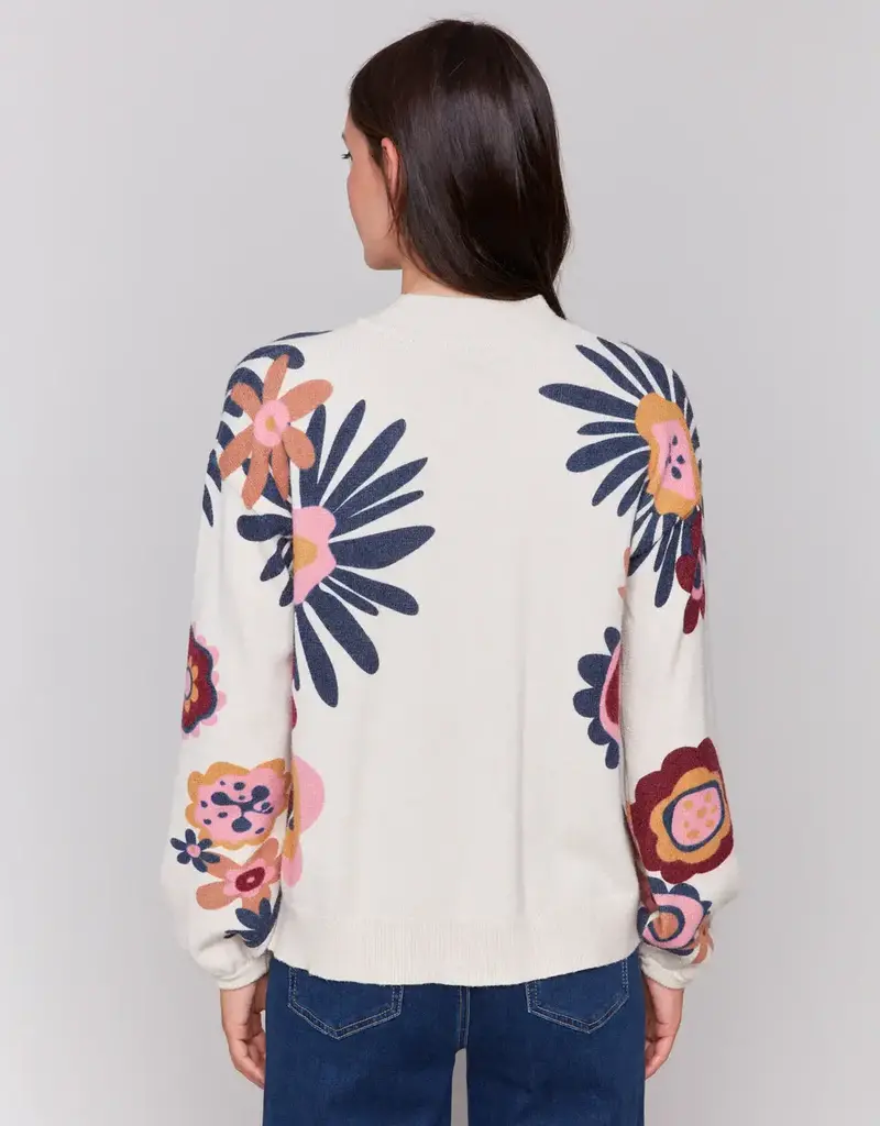 Charlie B Floral Print Mock Neck Sweater