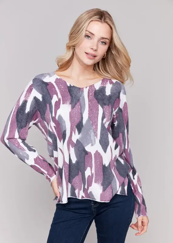 Charlie B Printed V-Neck Sweater